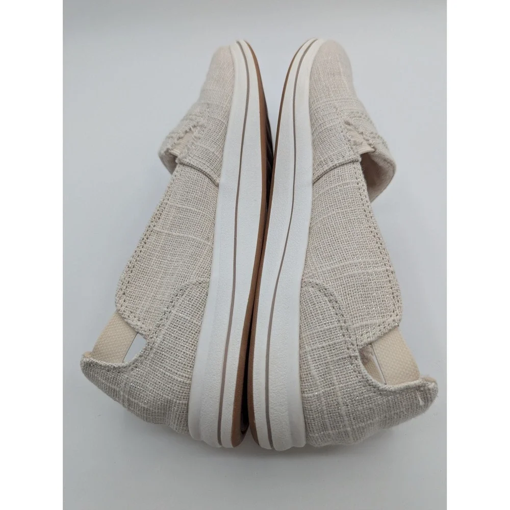 Clarks Cloudsteppers Womens 8.5 M Stone Metallic Textile‎ Slip On Loafers